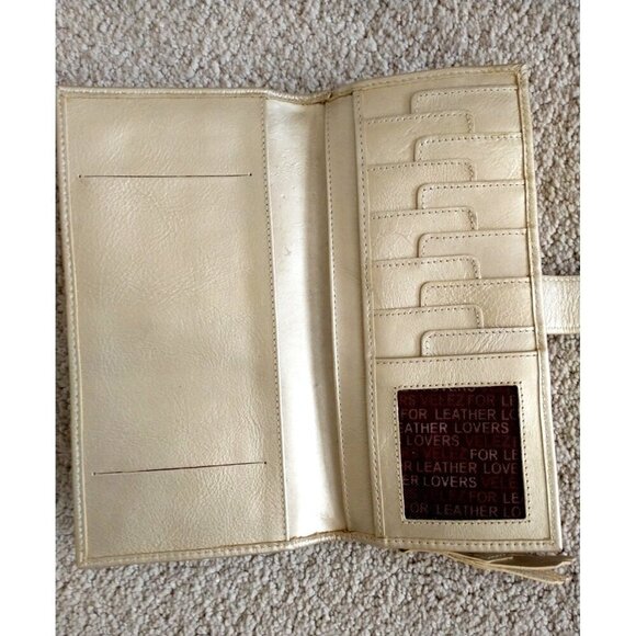 Wallet Bi-Fold Women's VELEZ Leather Organizer Small Clutch Matte Gold - 8x4x1 - Picture 6 of 13